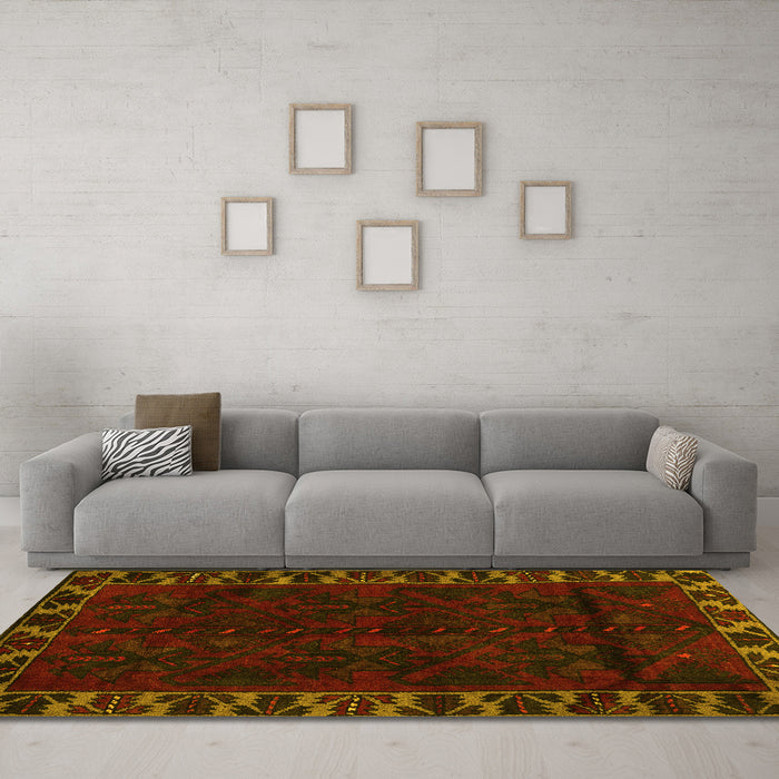 Machine Washable Persian Yellow Traditional Rug in a Living Room, wshtr2388yw