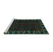 Sideview of Machine Washable Persian Turquoise Traditional Area Rugs, wshtr2388turq