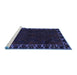 Sideview of Machine Washable Persian Blue Traditional Rug, wshtr2388blu