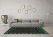 Machine Washable Persian Turquoise Traditional Area Rugs in a Living Room,, wshtr2388turq