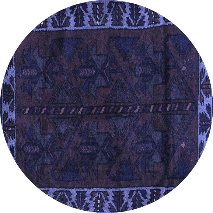 Round Machine Washable Persian Blue Traditional Rug, wshtr2388blu