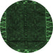 Round Persian Emerald Green Traditional Rug, tr2388emgrn