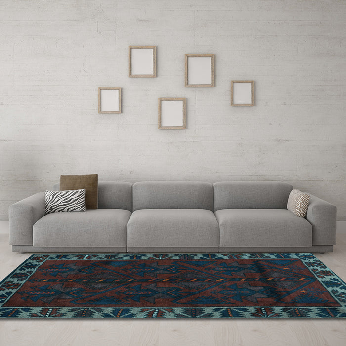 Machine Washable Persian Light Blue Traditional Rug in a Living Room, wshtr2388lblu