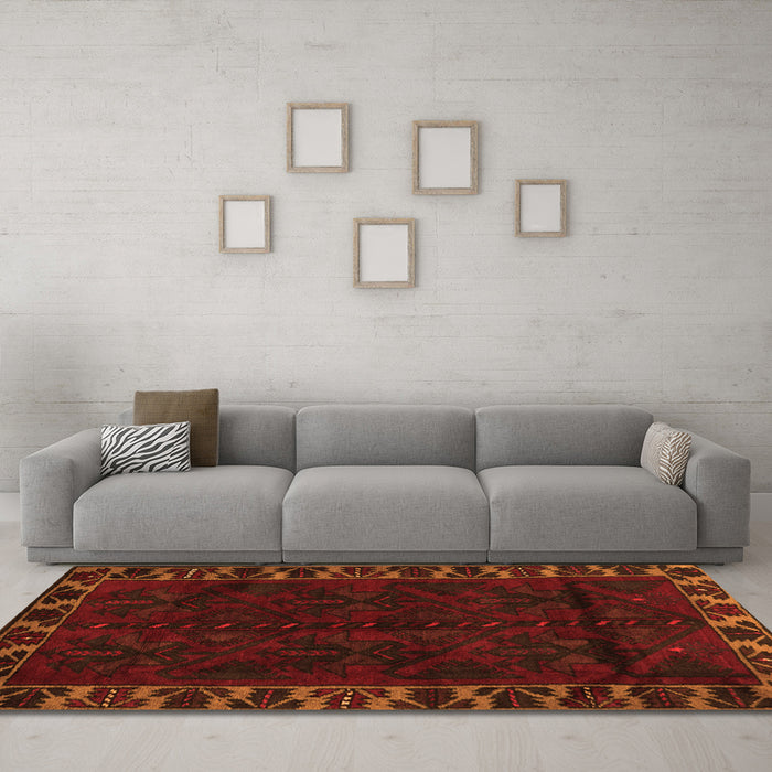 Machine Washable Persian Orange Traditional Area Rugs in a Living Room, wshtr2388org
