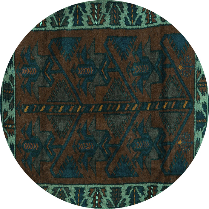 Round Persian Turquoise Traditional Rug, tr2388turq