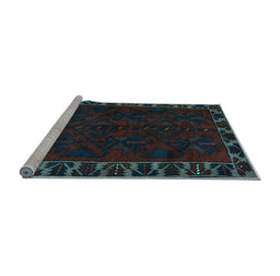 Sideview of Machine Washable Persian Light Blue Traditional Rug, wshtr2388lblu