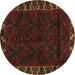 Round Persian Brown Traditional Rug, tr2388brn