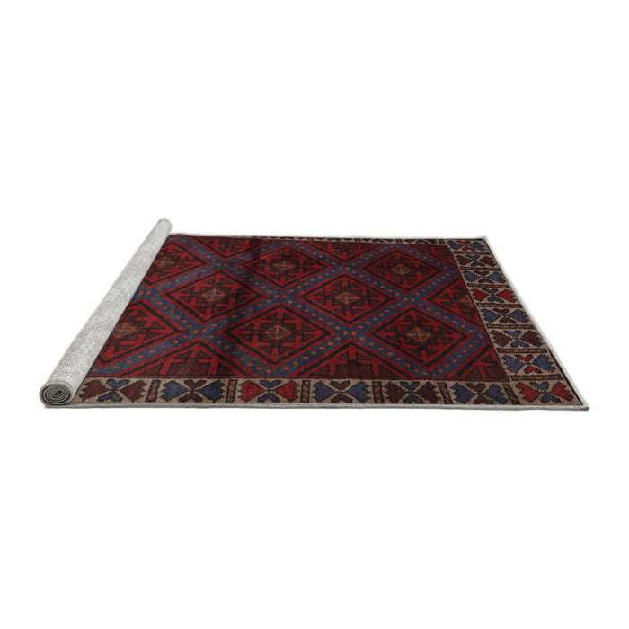 Sideview of Machine Washable Traditional Saffron Red Rug, wshtr2389