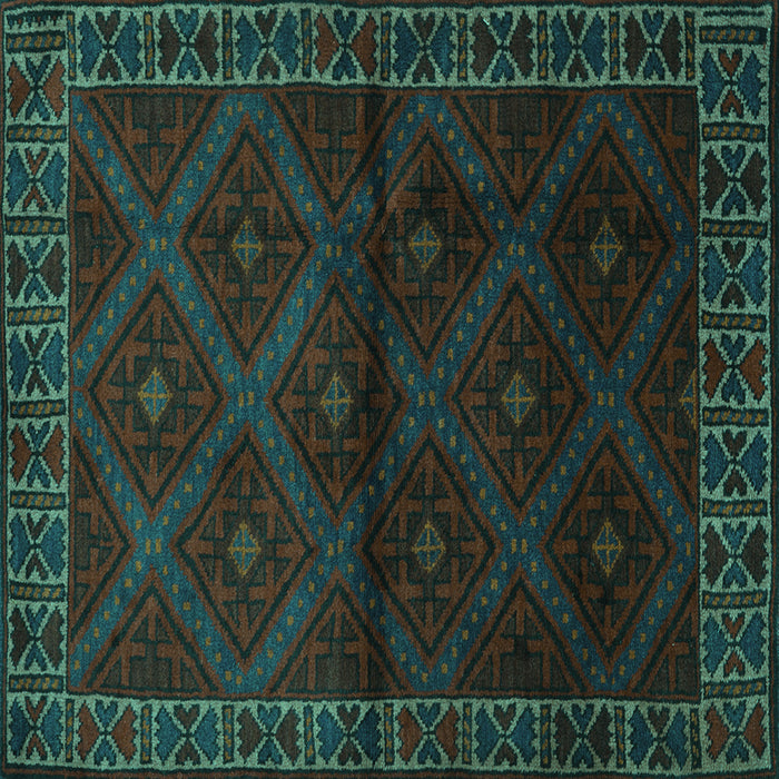 Square Machine Washable Persian Turquoise Traditional Area Rugs, wshtr2389turq