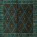 Square Machine Washable Persian Turquoise Traditional Area Rugs, wshtr2389turq