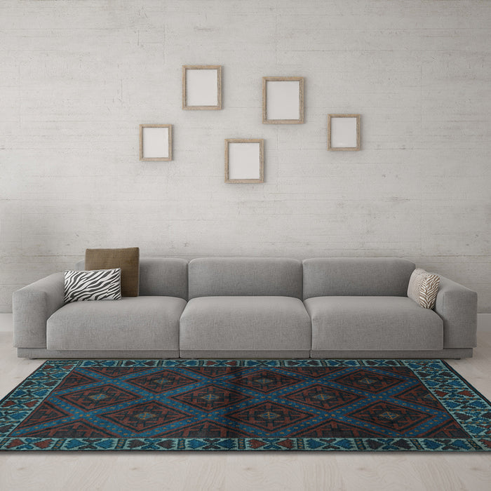 Machine Washable Persian Light Blue Traditional Rug in a Living Room, wshtr2389lblu