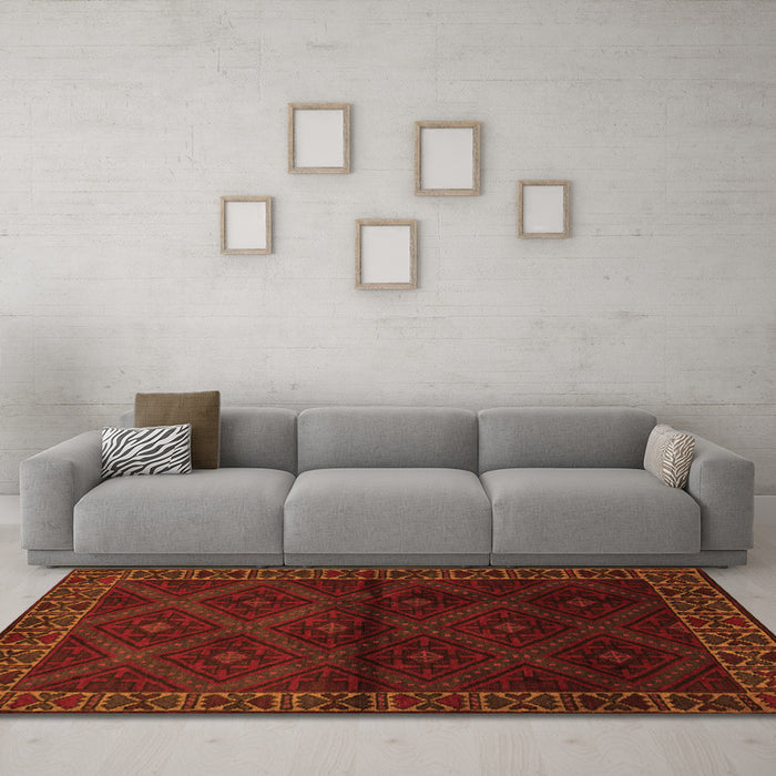 Machine Washable Persian Orange Traditional Area Rugs in a Living Room, wshtr2389org