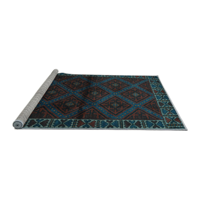 Sideview of Machine Washable Persian Light Blue Traditional Rug, wshtr2389lblu