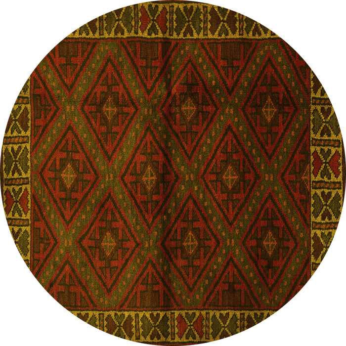 Round Machine Washable Persian Yellow Traditional Rug, wshtr2389yw