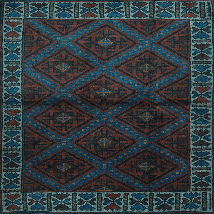 Square Machine Washable Persian Light Blue Traditional Rug, wshtr2389lblu