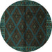 Round Persian Turquoise Traditional Rug, tr2389turq