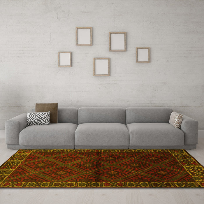 Machine Washable Persian Yellow Traditional Rug in a Living Room, wshtr2389yw