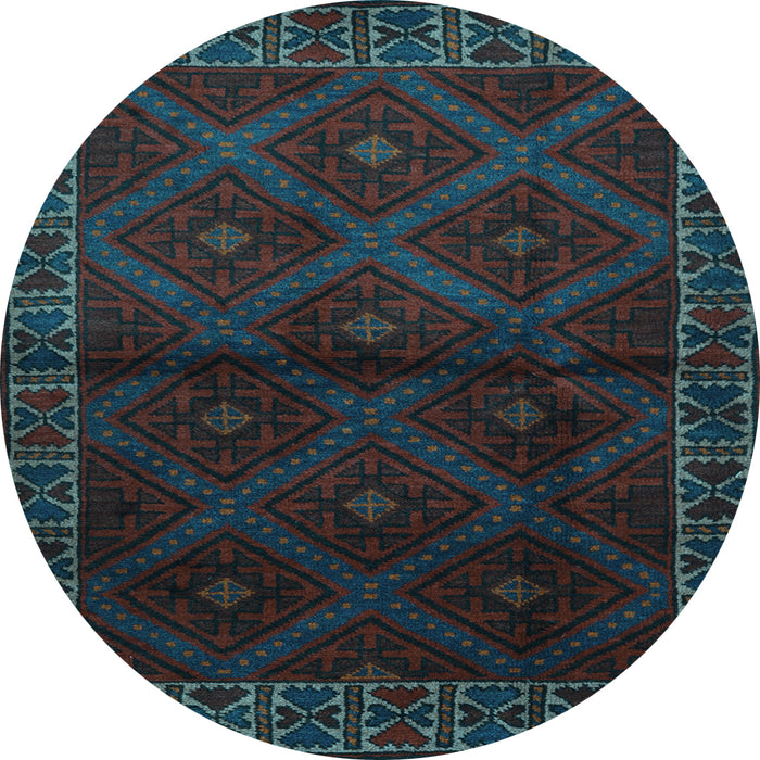 Round Machine Washable Persian Light Blue Traditional Rug, wshtr2389lblu