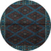 Round Machine Washable Persian Light Blue Traditional Rug, wshtr2389lblu