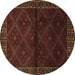 Round Persian Brown Traditional Rug, tr2389brn