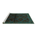 Sideview of Machine Washable Persian Turquoise Traditional Area Rugs, wshtr2389turq