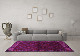 Machine Washable Persian Pink Traditional Rug in a Living Room, wshtr2389pnk