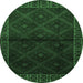 Round Persian Emerald Green Traditional Rug, tr2389emgrn