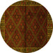 Round Persian Yellow Traditional Rug, tr2389yw