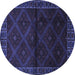 Round Persian Blue Traditional Rug, tr2389blu