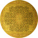 Round Medallion Yellow Traditional Rug, tr238yw