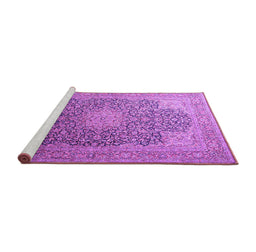Sideview of Machine Washable Medallion Purple Traditional Area Rugs, wshtr238pur