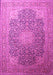 Machine Washable Medallion Pink Traditional Rug, wshtr238pnk