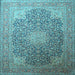 Square Medallion Light Blue Traditional Rug, tr238lblu