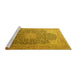 Sideview of Machine Washable Medallion Yellow Traditional Rug, wshtr238yw