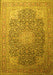 Machine Washable Medallion Yellow Traditional Rug, wshtr238yw