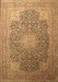 Machine Washable Medallion Brown Traditional Rug, wshtr238brn