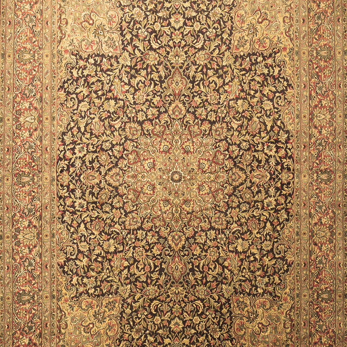Machine Washable Medallion Brown Traditional Rug, wshtr238brn