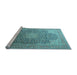 Sideview of Machine Washable Medallion Light Blue Traditional Rug, wshtr238lblu