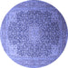 Round Medallion Blue Traditional Rug, tr238blu