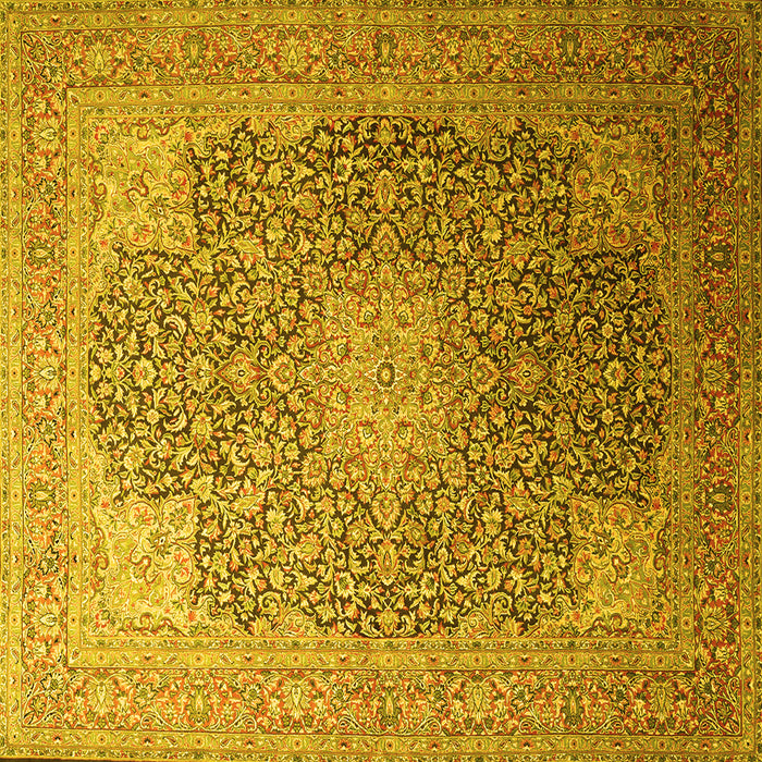 Square Medallion Yellow Traditional Rug, tr238yw