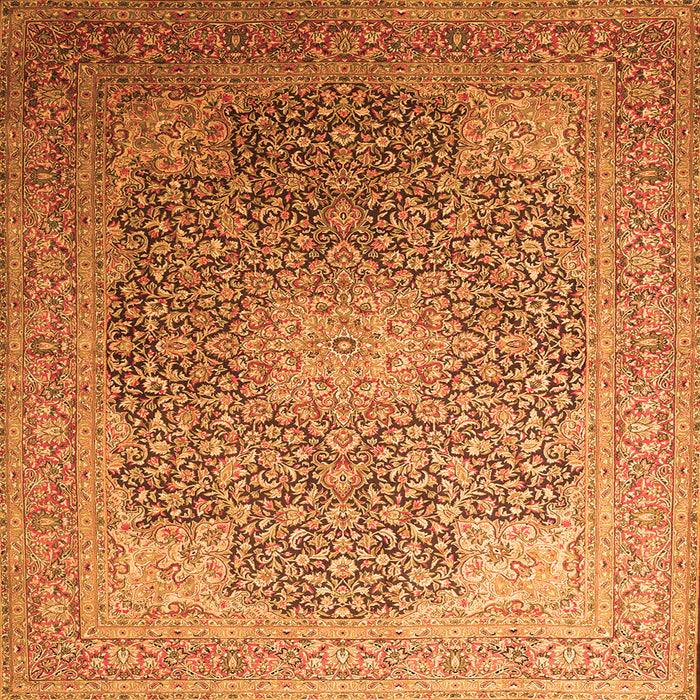 Serging Thickness of Medallion Orange Traditional Rug, tr238org