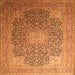 Serging Thickness of Medallion Orange Traditional Rug, tr238org