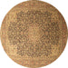 Round Medallion Brown Traditional Rug, tr238brn