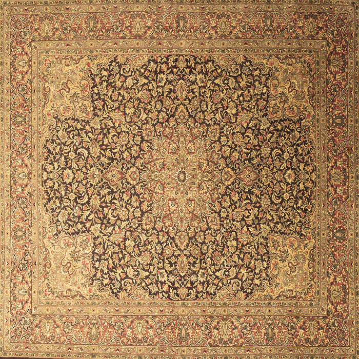 Square Machine Washable Medallion Brown Traditional Rug, wshtr238brn
