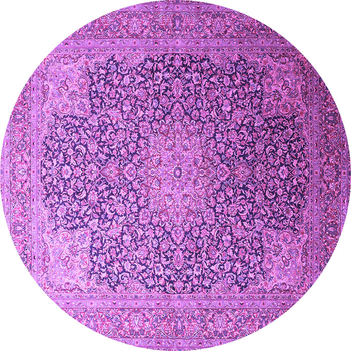 Round Medallion Purple Traditional Rug, tr238pur
