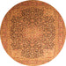 Square Medallion Orange Traditional Rug, tr238org