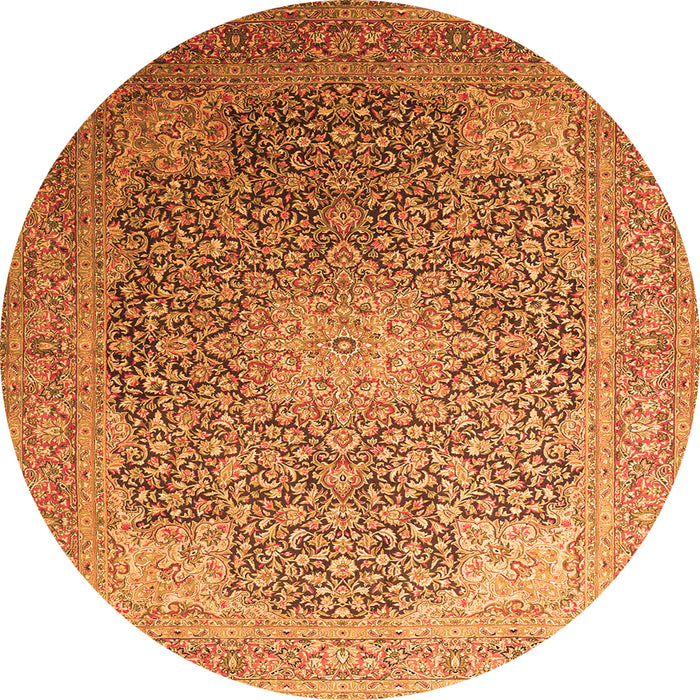Machine Washable Medallion Orange Traditional Area Rugs, wshtr238org