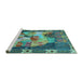 Sideview of Machine Washable Persian Turquoise Traditional Area Rugs, wshtr2390turq