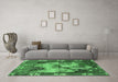 Machine Washable Persian Emerald Green Traditional Area Rugs in a Living Room,, wshtr2390emgrn