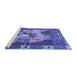 Sideview of Machine Washable Persian Blue Traditional Rug, wshtr2390blu